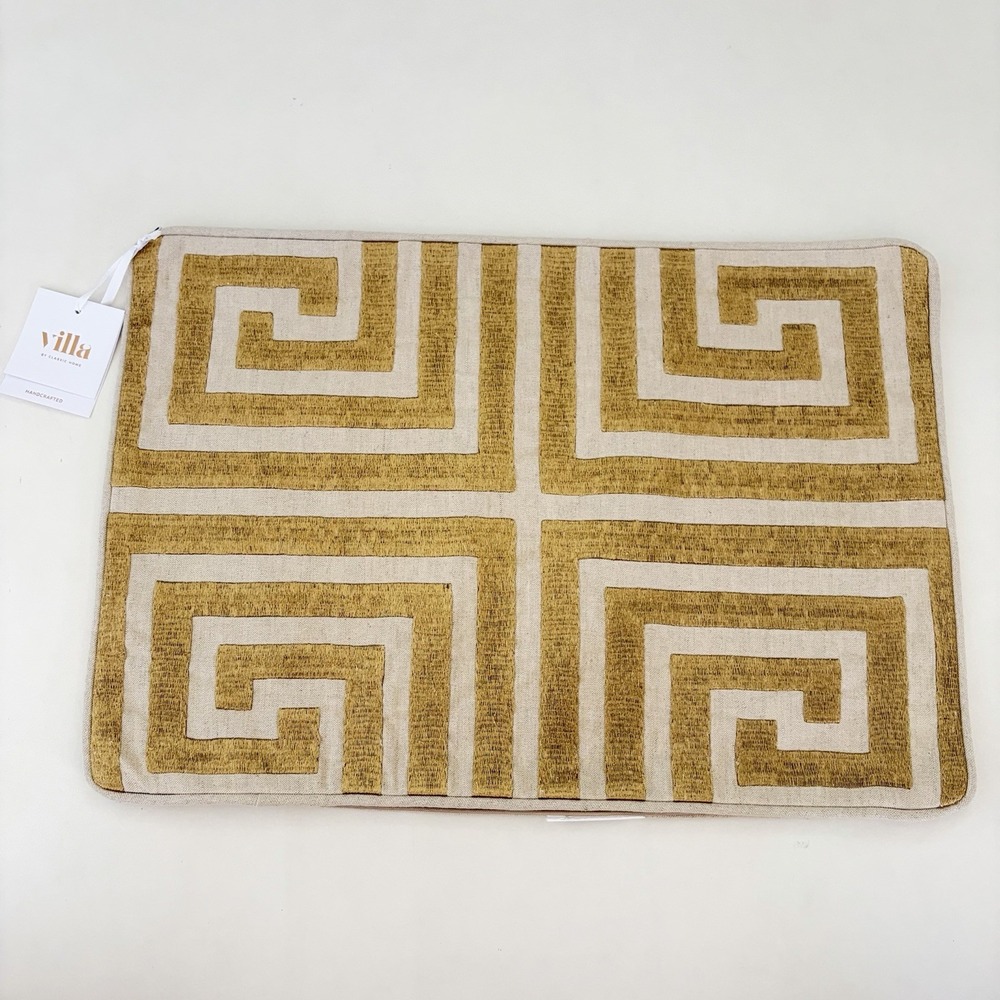 Villa Classic Home Grecian Gold Pillow Cover 14"x20" Pottery Barn Linen‎ NWT